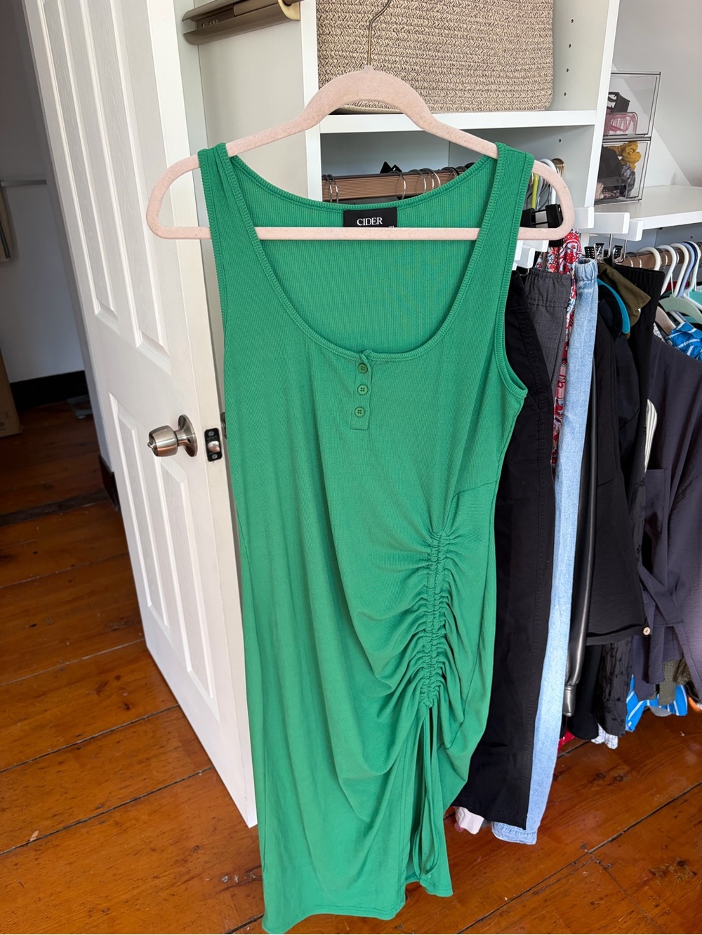 Cider Curve & Plus Rib Button Drawstring Mini Dress - Picture 1 of 2